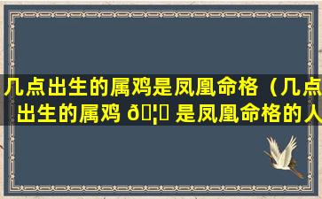 几点出生的属鸡是凤凰命格（几点出生的属鸡 🦉 是凤凰命格的人）